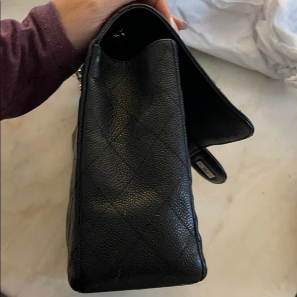 SOLD Chanel Single Flap Jumbo black caviar leather - Picture 13 of 16